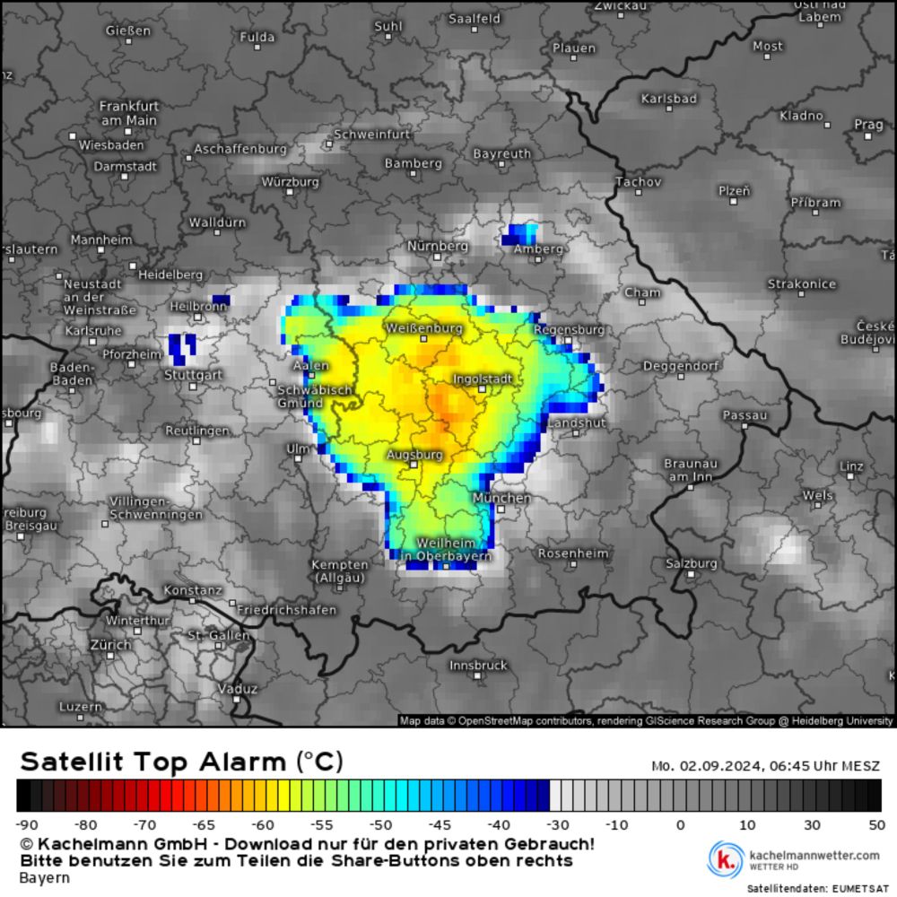 Satellit Top Alarm-Bild vom 02.09.2024, 06:45 Uhr - Bayern