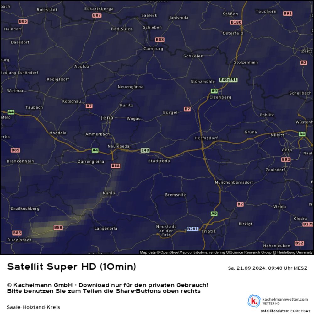 Satellit Super HD (10min)-Bild vom 21.09.2024, 09:40 Uhr - Saale-Holzland-Kreis