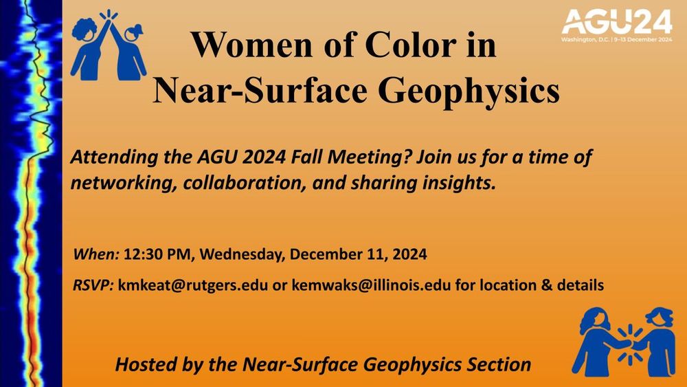 Ad: Women of Color in Near-Surface Geophysics

Attending the AGU 2024 Fall Meeting? Join us for a time of networking, collaboration, and sharing insights.

When: 12:30 PM, Wednesday, December 11, 2024
RSVP: kmkeat@rutgers.edu or kemwaks@illinois.edu for location & details

Hosted by the Near-Surface Geophysics Section