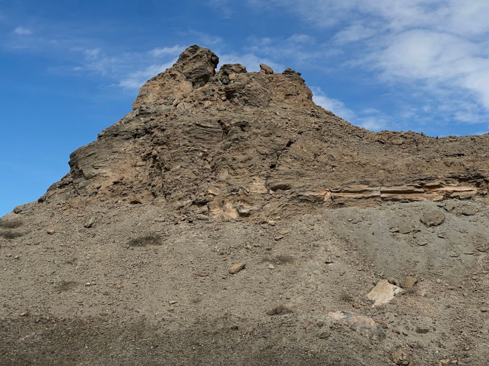 Photo of barren hill that is Rock Hill, a volcanic dome that is part of the Salton Buttes. 