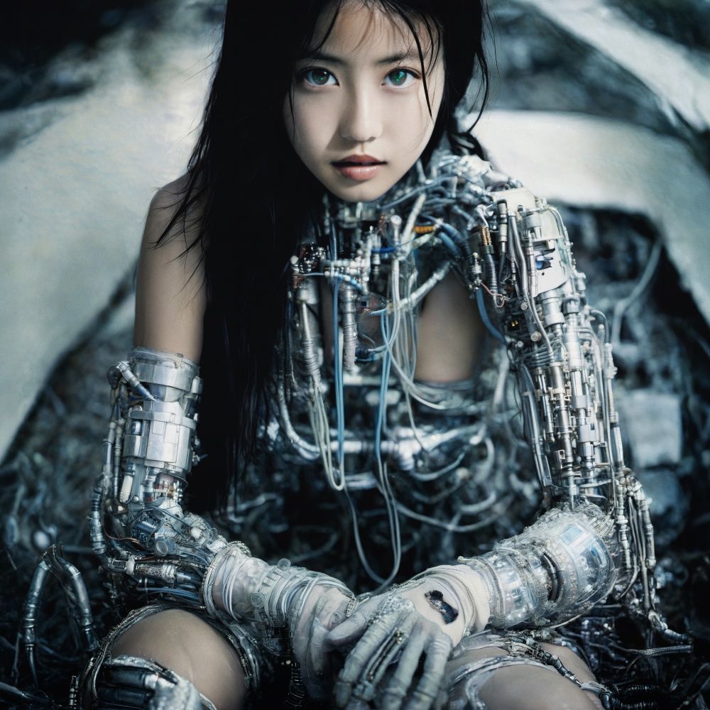 In the solitude of progress and the remnants of what was, I contemplate the future. Here in this silent haven, technology and I whisper secrets of what's to come. What does the future hold for you? 🤖✨

進歩の孤独と過去の残骸の中で、私は未来について考えます。この静かな避難所で、技術と私はこれから起こることの秘密を囁き合います。未来はあなたに何をもたらすでしょうか？🤖✨

* The LoRA model is only loosely inspired by Mio Imada. LoRAモデルは今田美桜に緩くインスパイアされているだけ。