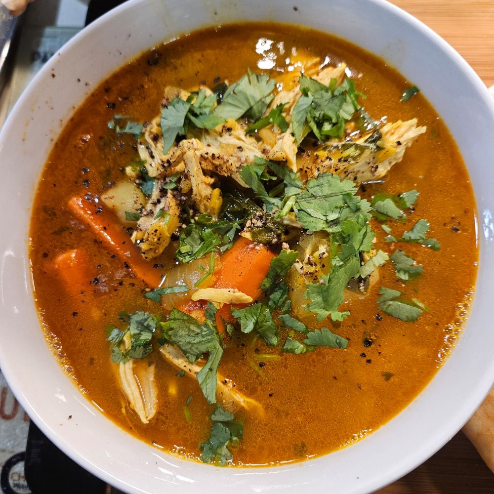 Tonight's dinner: Yakhni (Afghan Chicken Soup) from the cookbook the Chicken Soup Manifesto by Jenn Louis #hungrybear #bearsinthekitchen #cookingwithbears #cookingaroundtheworld #afghanistan🇦🇫