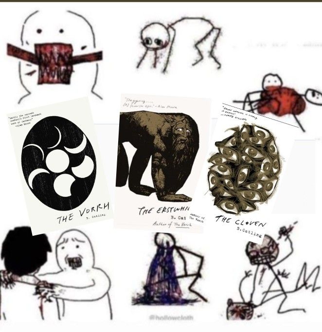 The Vorrh trilogy by Brian Catling in the centre of the stickman violence meme 