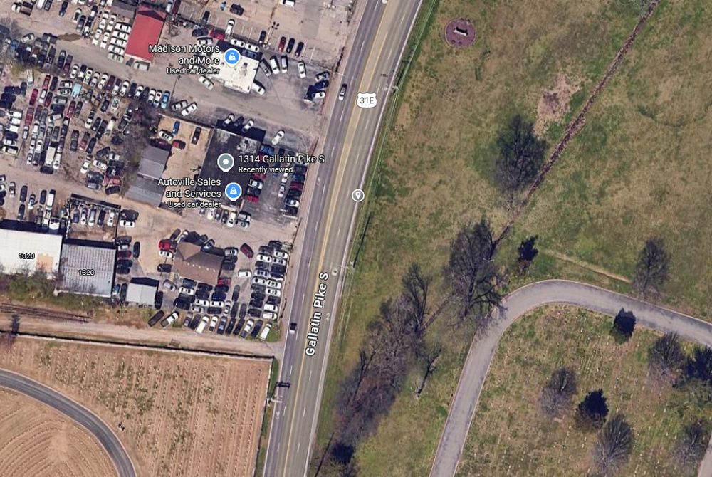 Fatal crash location on Gallatin Pike S near 1314. Screen capture courtesy of Google Maps.