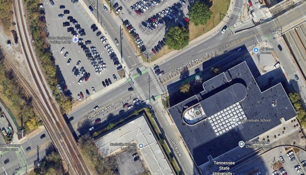 Google Maps capture of the fatal crash location at Dr. MLK Blvd and 10th Ave N.