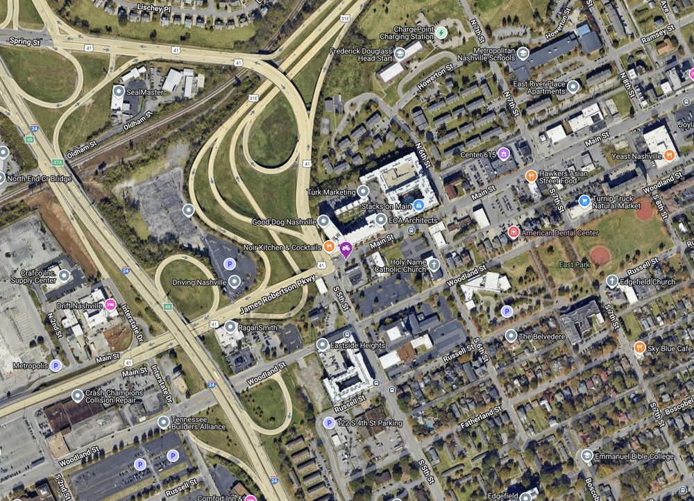 Fatal crash location at 500 Main Street. Screen capture courtesy of: https://middletncycling.com/fatal-crash-reports/
