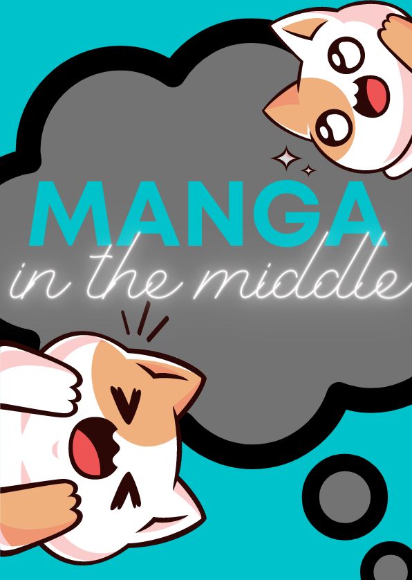 Logo for Manga in the Middle with two adorable cartoon cats.