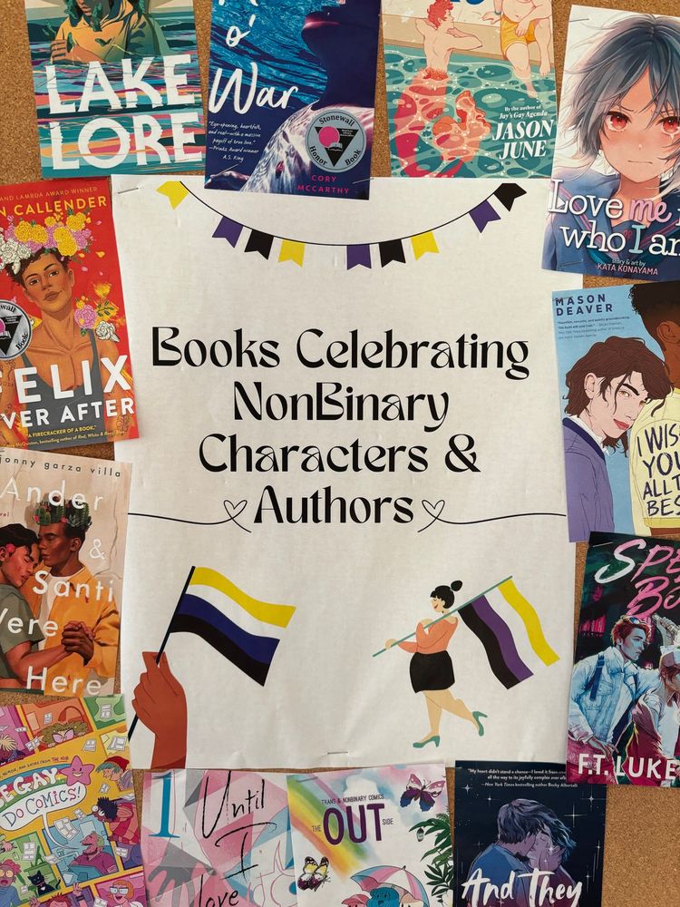 Display: books celebrating nonbinary characters and authors