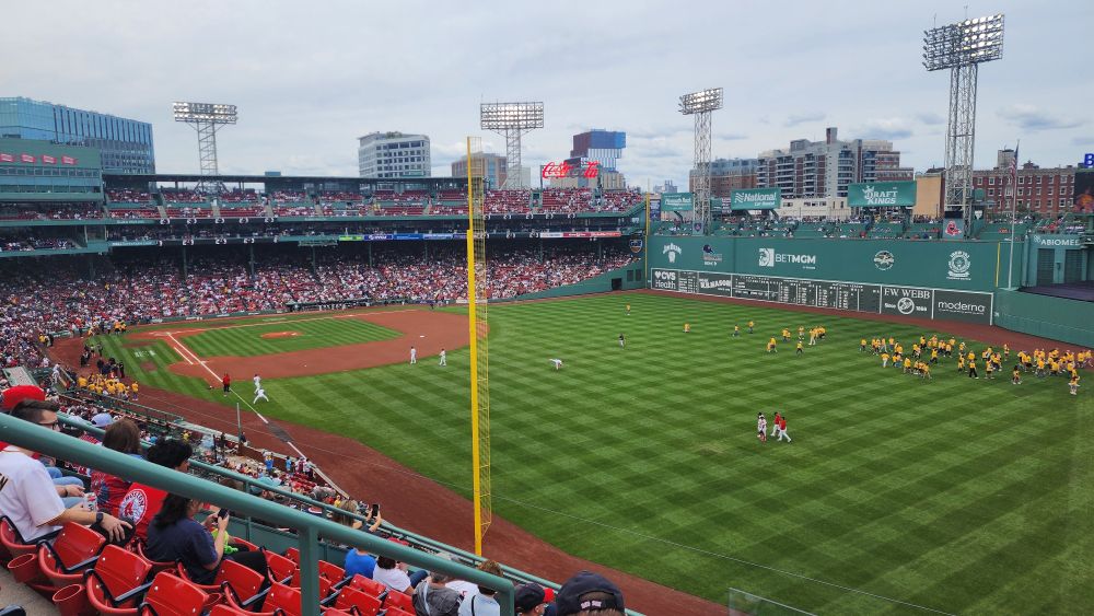 Fenway Park from the roof boxes beyond the Pesky Pole. 