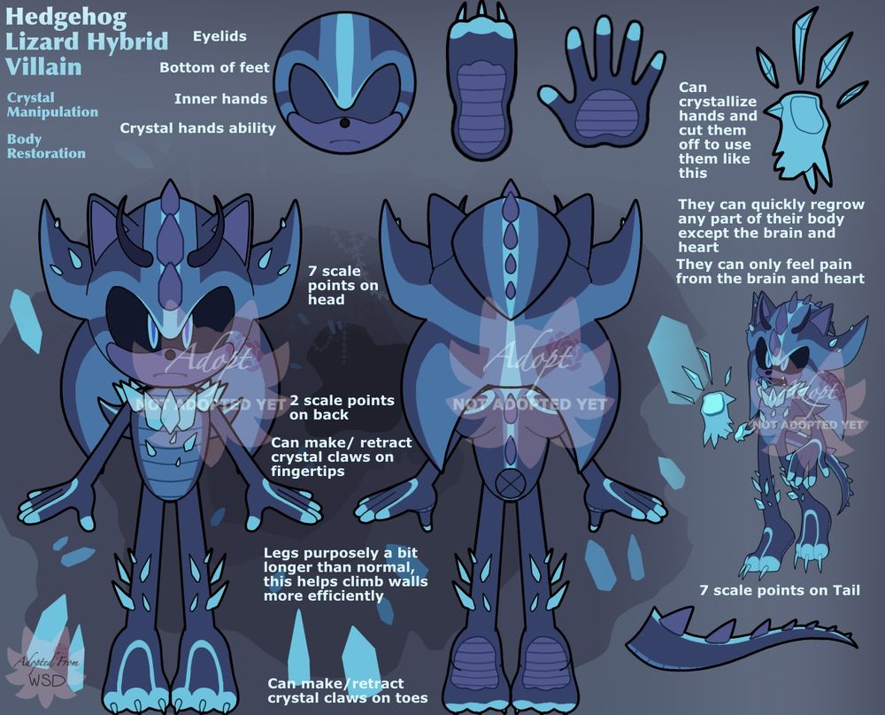 Hedgehog Lizard Hybrid Villain adopt design. 