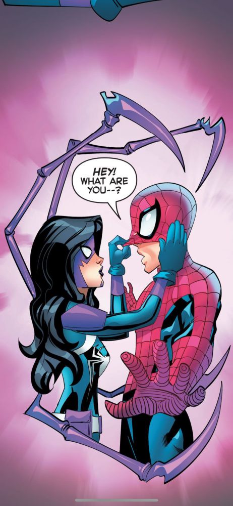 Web-Head flips Spidey’s mask up. He says, “HEY!
WHAT ARE YOU--?”