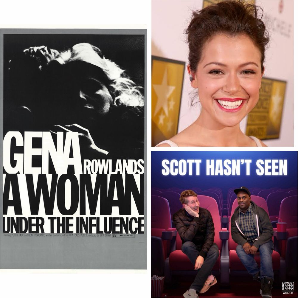 The poster for A Woman Under the Influence, a pic of Tatiana, and the SHS logo