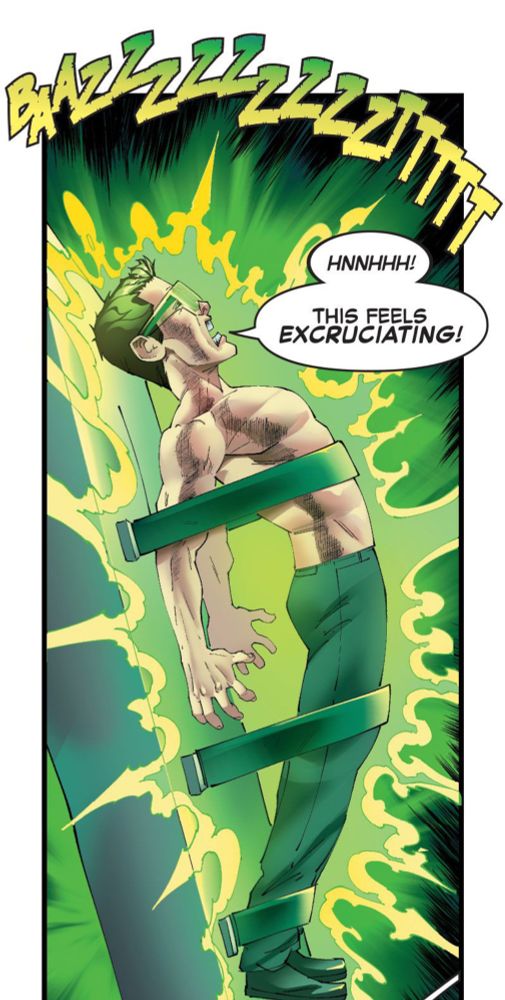 Peter is zapped by the ray. “HNNHHH! THIS FEELS EXCRUCIATING!”