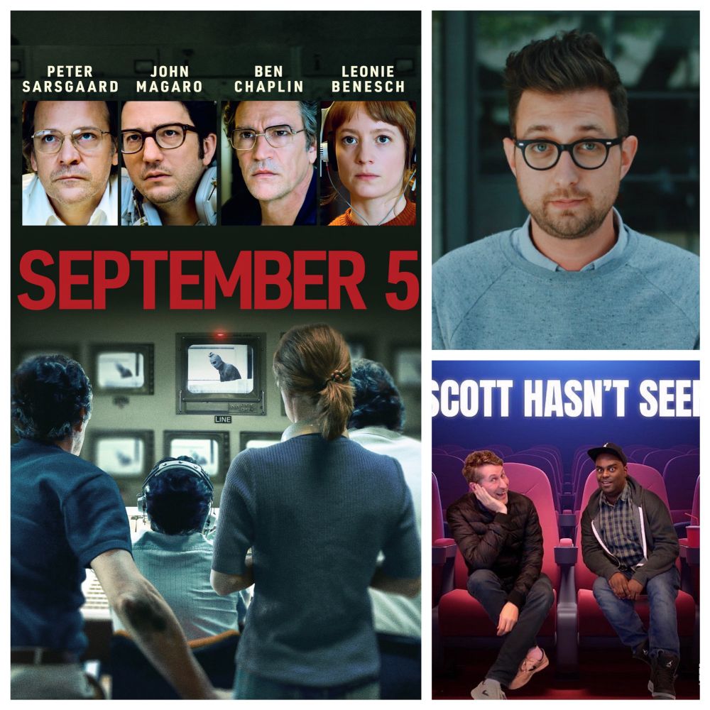 The poster for September 5, a picture of Seth Worley, and the Scott Hasn’t Seen logo 