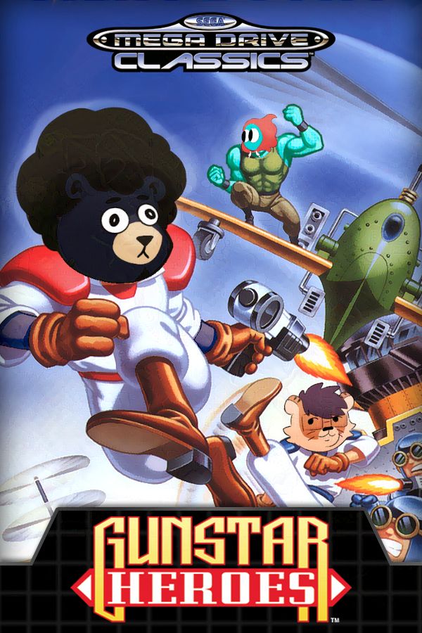Dick, Bri (nosferatchew), and Bluto2u2 edited into a cover of Gunstar Heroes for the Sega Mega Drive / Genesis by Treasure. Live on Twitch Tuesdays!