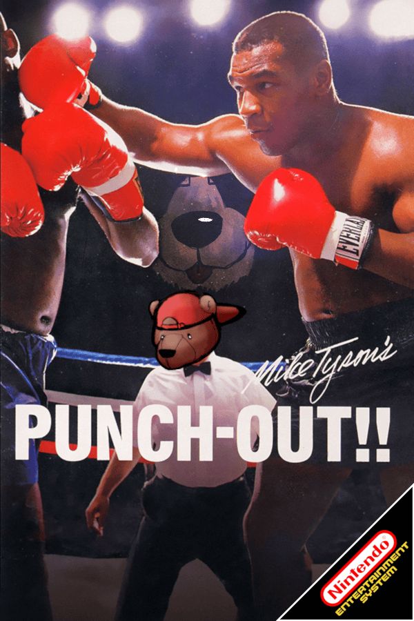 The strawbear imposed over the referee as Mike tyson punches a guy out of frame in a boxing ring. The Canteen Cabaret logo looms in the skylights. This serves to announce a twitch stream on Dickdebonair's Channel for "Mike Tyson's Punch Out!" on the NES on Saturday! 