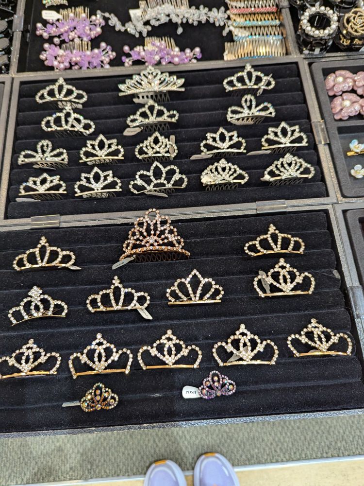 Mini tiaras on hair clips 