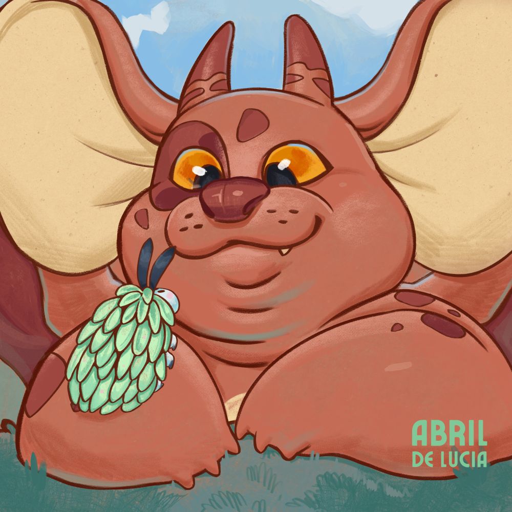 Children's Storybook style illustration of Nara, a reddish-orange imp laying on the grass looking down at Pubby, a little sea slug friend resting on her arm and looking up at her.

Characters by Smash-Chu