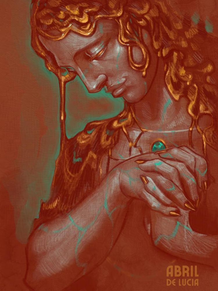 Artfight Portrait of Dandyism's character Vanity, in a polished sketch style reminiscent of old masters.