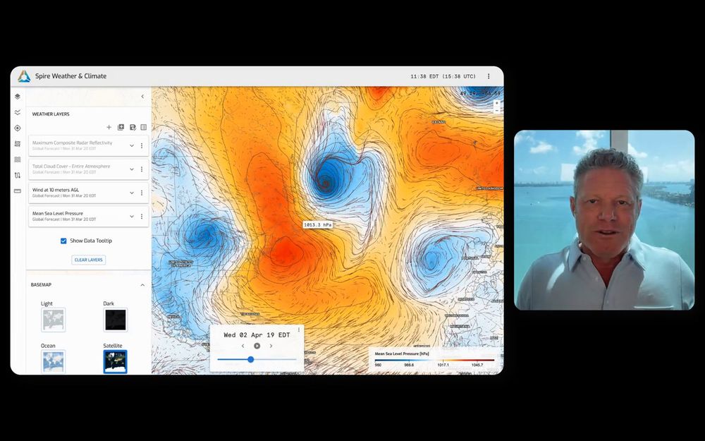 An image of James Van Fleet breaking down how to track pressure systems in Spire's Cirrus data visualizer.