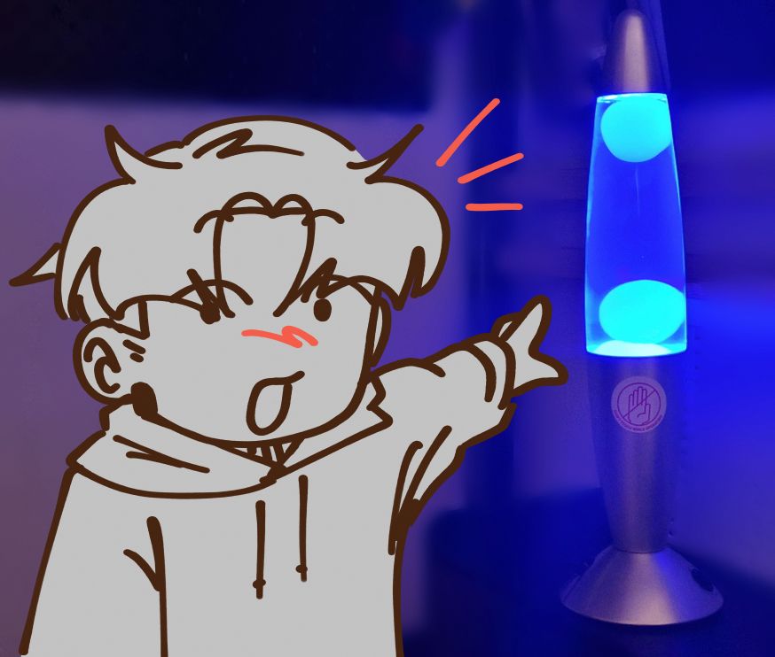 simple doodle of me doing the soyjak pointing pose, pointing at my new awesome lava lamp