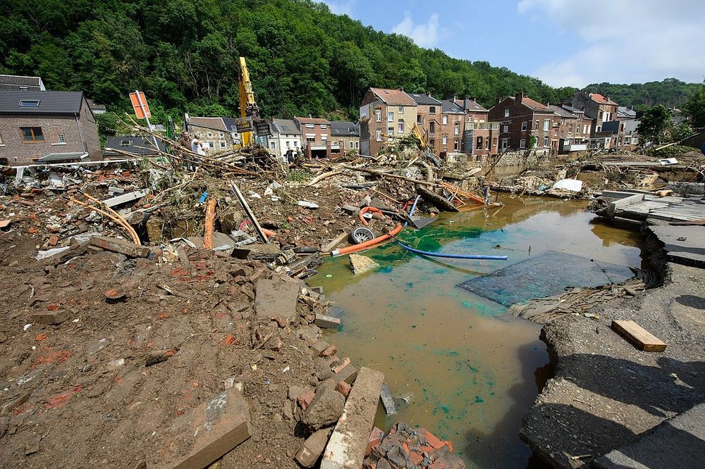 Flood damage in a Belgian town