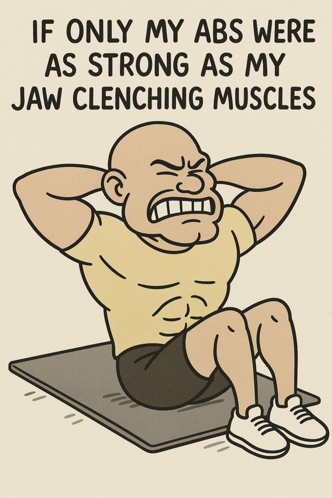 Image of a cartoon man with very developed abs and a strong jaw