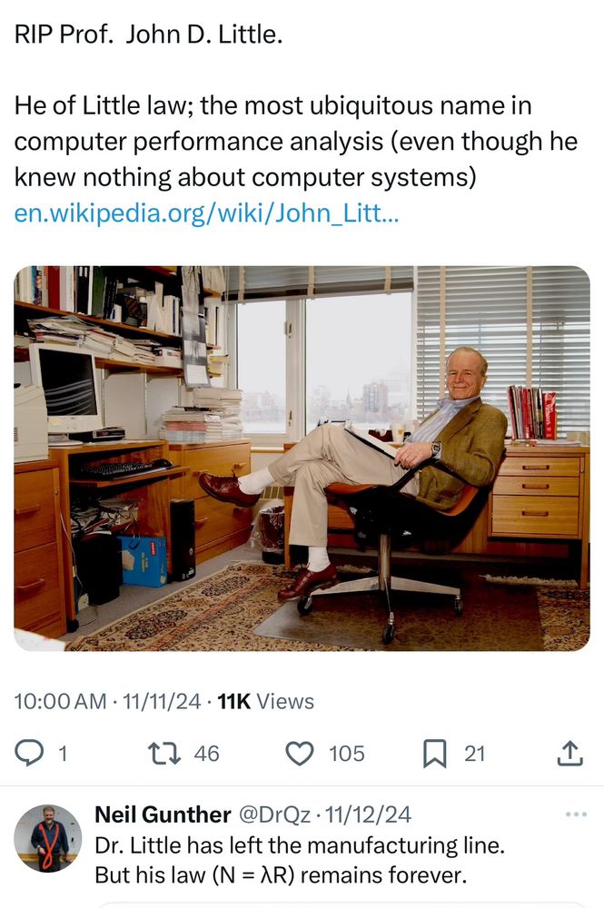 Tweet by @DrQz of a photo of the late Dr. Liitle in his office. 