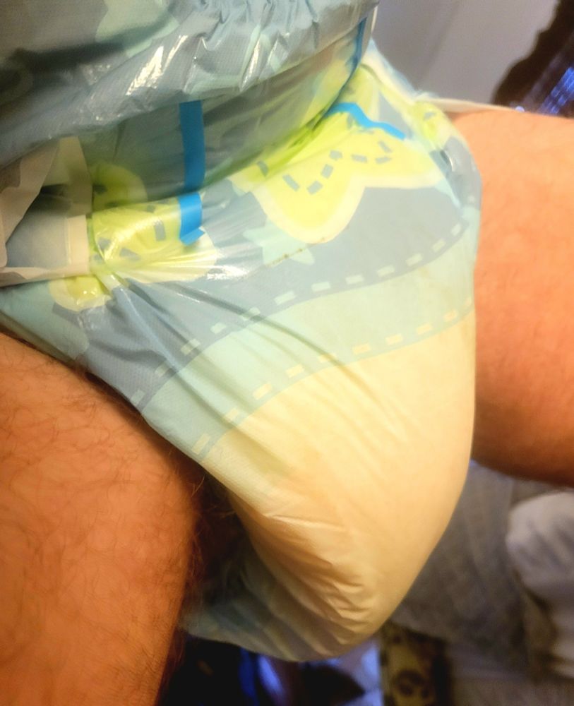 Me in a heavily soaked Starry Nights diaper. 