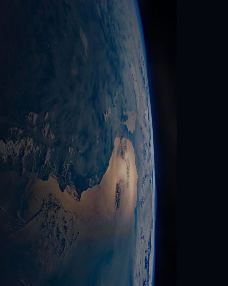Portrait view of a portion of Earth as seen from the ISS. 