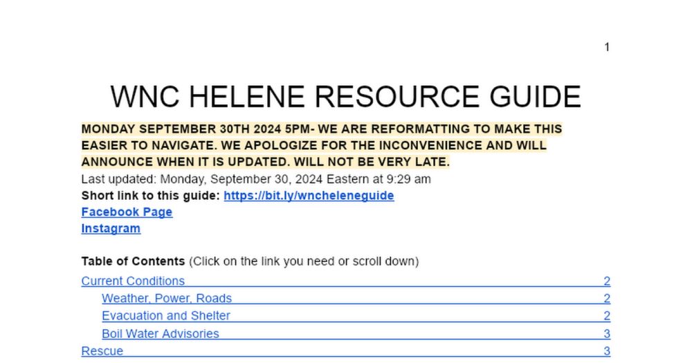 WNC HELENE RESOURCE GUIDE