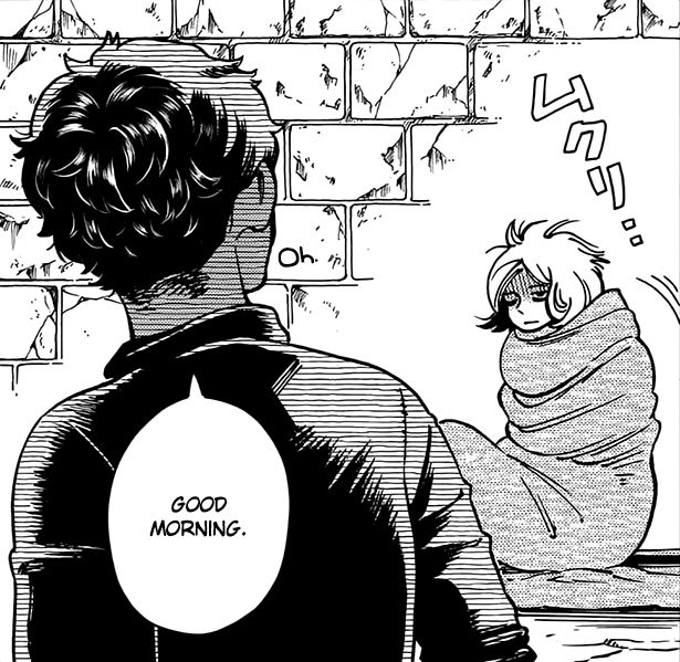 This is a cropped panel from the manga known as Dungeon Meshi or Delicious in Dungeon that includes the character Kabru. This panel is from chapter 62.