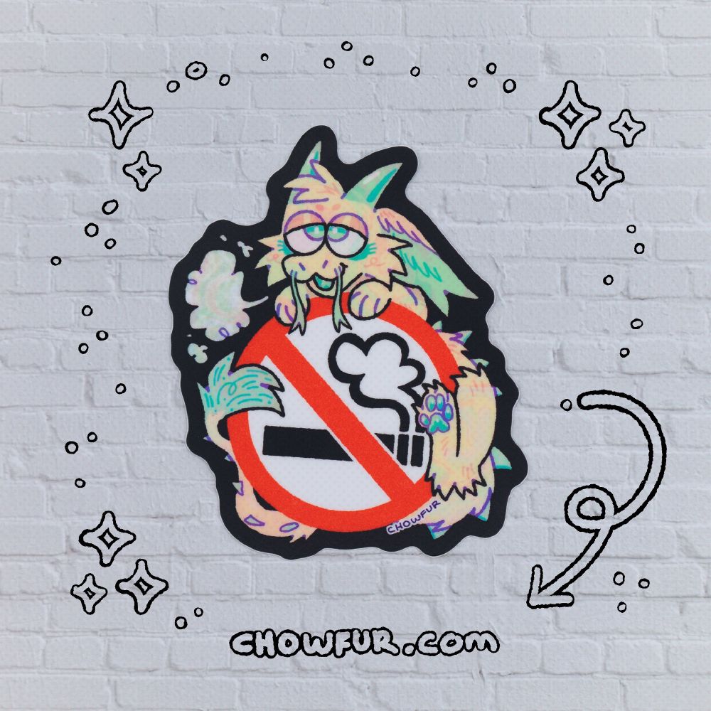 Dragon on a no smoking sign. art by chowfur, get it at chowfur.com