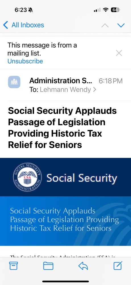 Email from social sec.gov spouting nonsense. And you can’t unsubscribe because they have my money. 