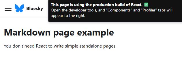 Bluesky This page is using the production build of React. ✅ Open the developer tools, and 