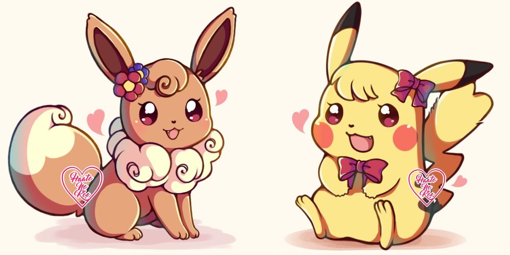 A Fanart of Eevee and Pikachu from Pokemon