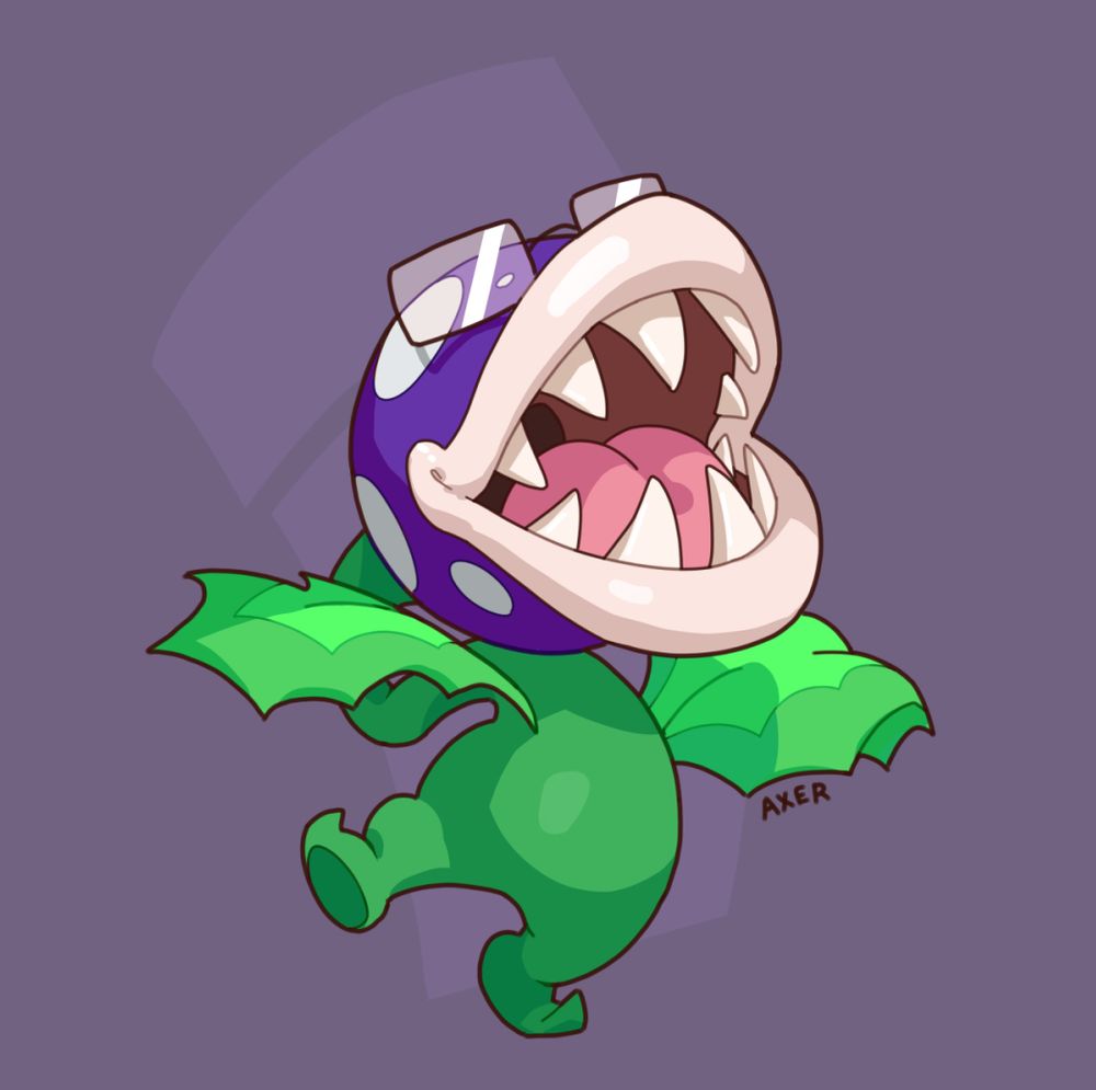 a small piranha plant dances wearing a pair of eyeglasses.