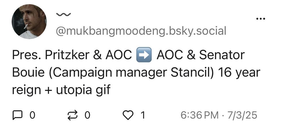 Pres. Pritzker & AOC ➡️ AOC & Senator Bouie (Campaign manager Stancil) 16 year reign + utopia gif
