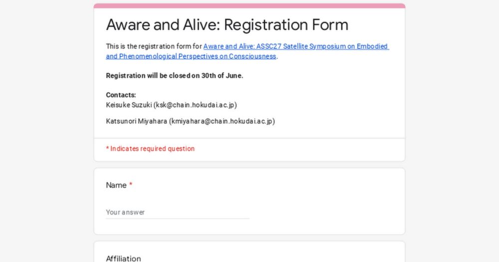 Aware and Alive: Registration Form