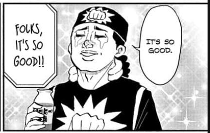 A screenshot of a panel from Roboco and Me, with the judge guy saying "It's so good." with tears in his eyes.