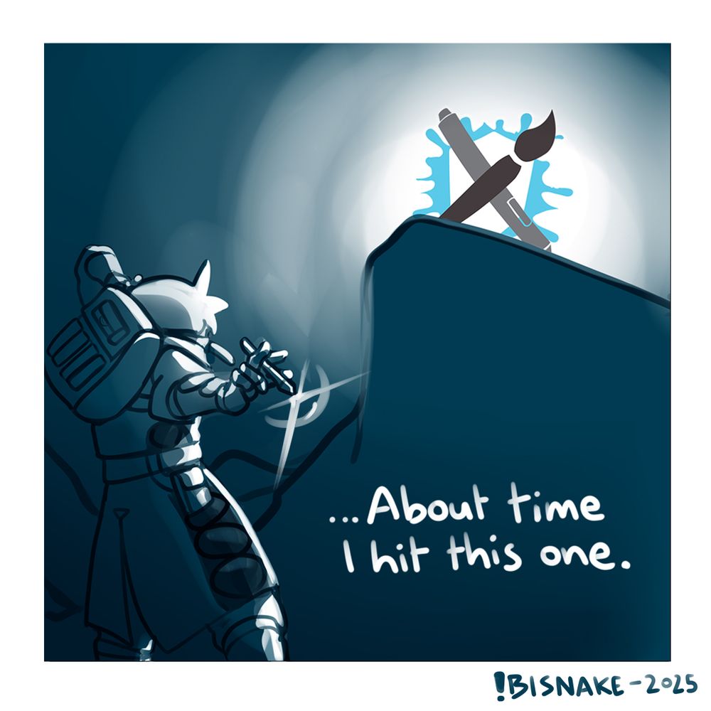 Iberto putting his backpack on as he pulls out a Tablet Pen, looking up at the artfight logo.