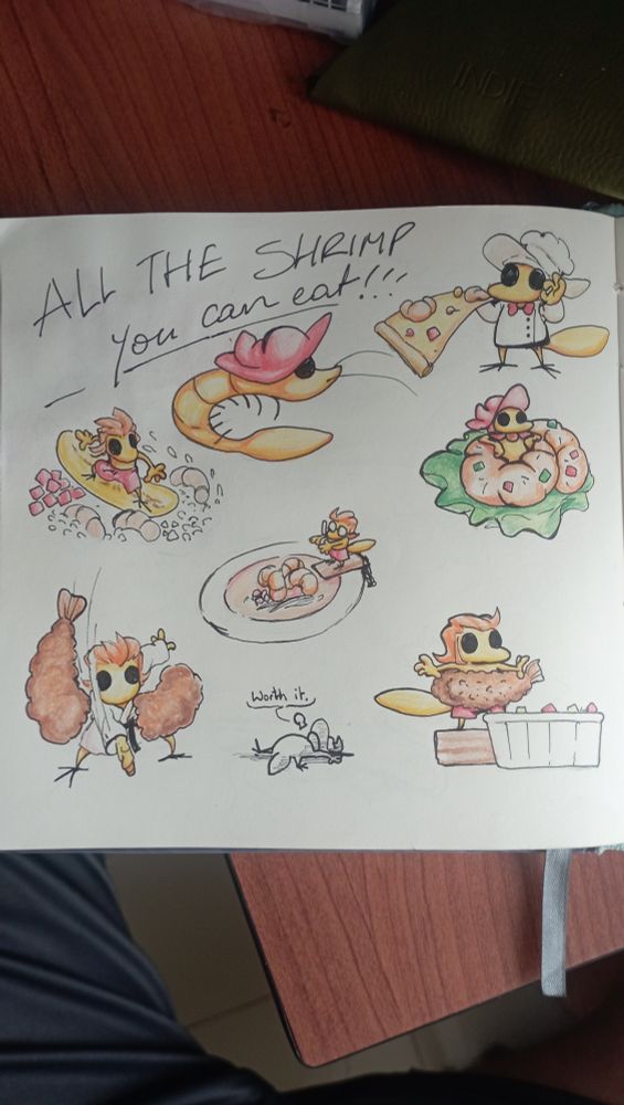 Sir Balderich in many shrimp dishes, and in shrimp form.