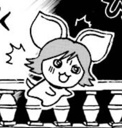 Cropped panel from the manga Inu Gundam. Chihuahua Garma is shocked and jumped up in fear.