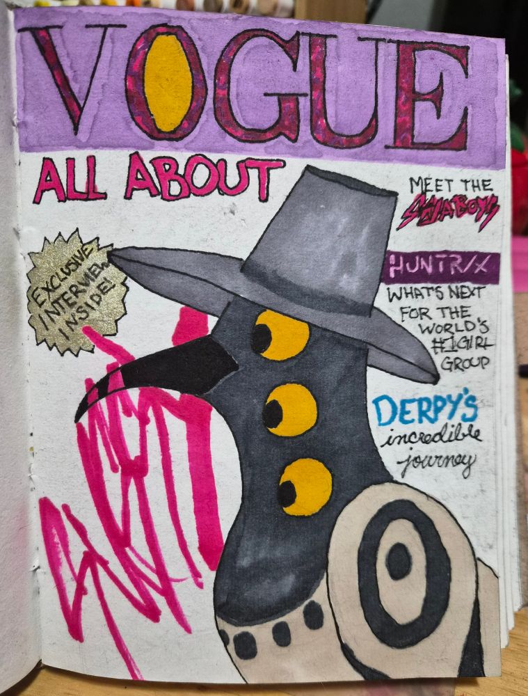 A fake Vogue magazine cover with Sussie the Magpie from kpop demon hunters 