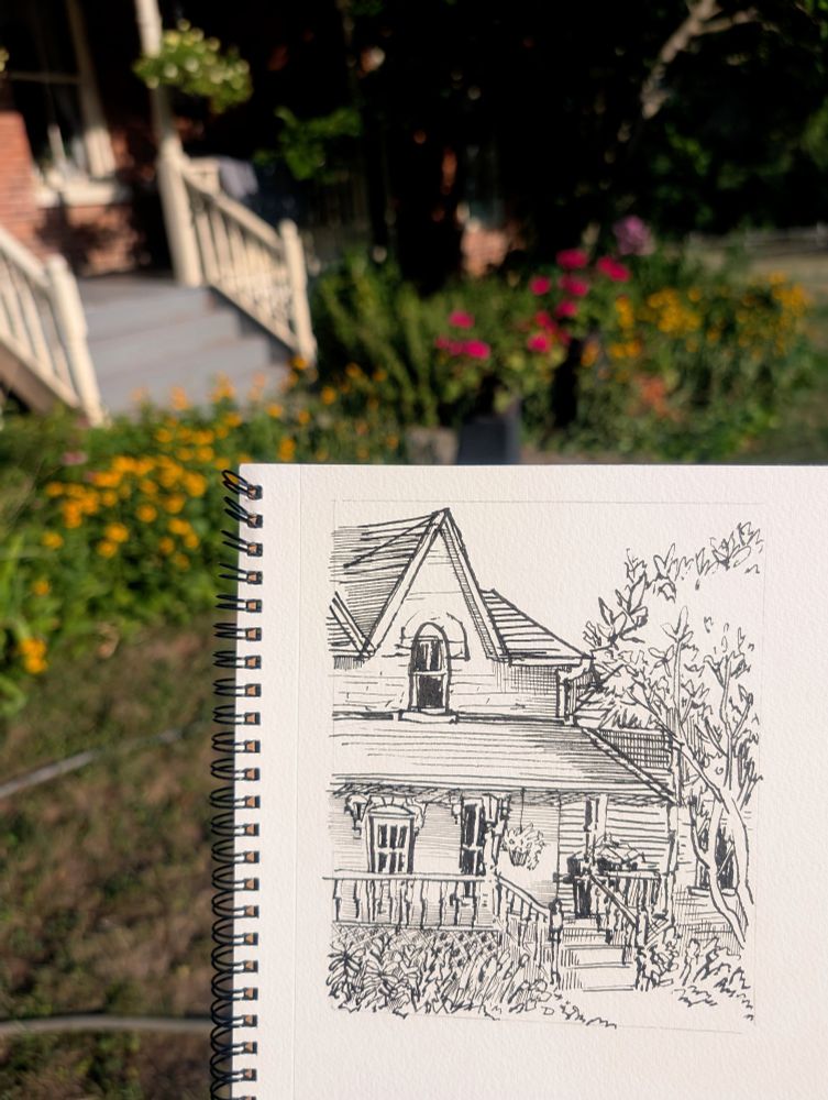 Ink linework before the wash.