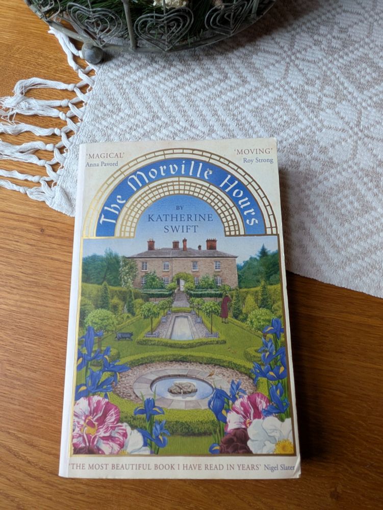 Book shown on table The Morville Hours by Katherine Swift 