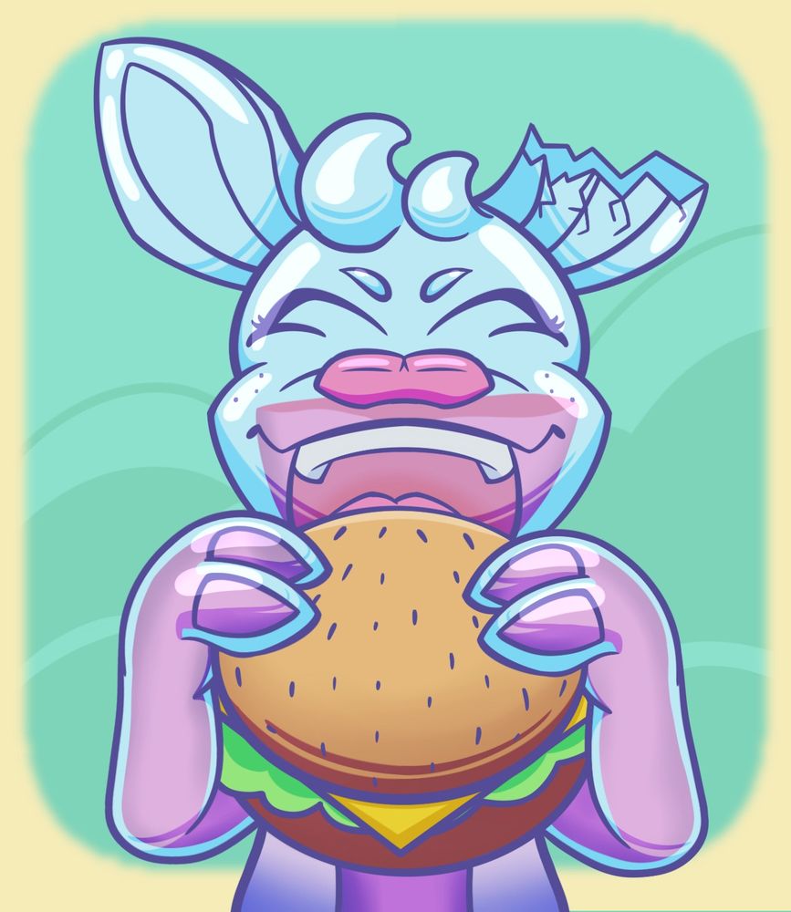 Anneal eating a big hamburger