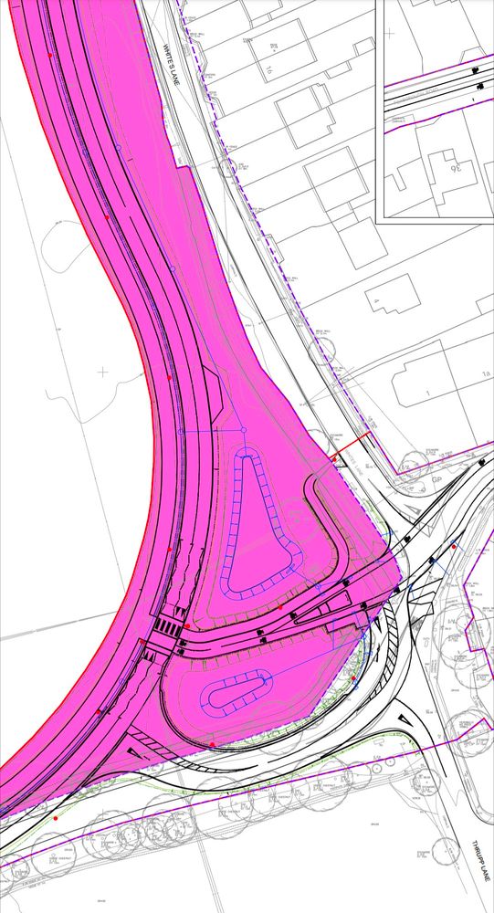 New road alignment on Whites Lane in Radley with improved active travel infrastructure 