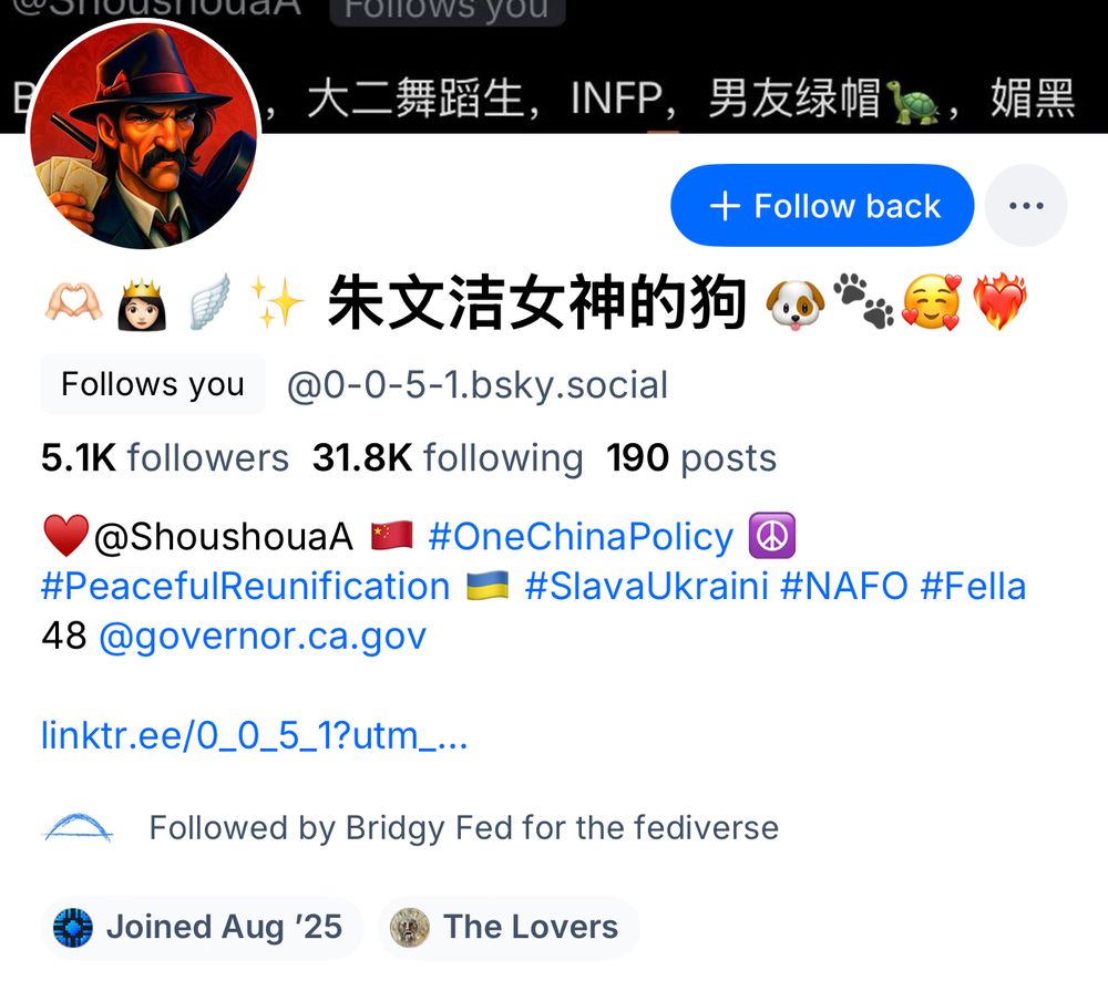 @0-0-5-1.bsky.social
@ShoushouaA #OneChinaPolicy
#PeacefulReunification
#SlavaUkraini #NAFO #Fella
48 @governor.ca.gov