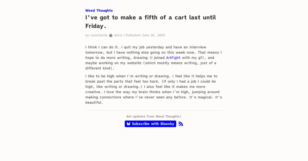 I've got to make a fifth of a cart last until Friday.